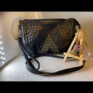 Black bag w/ rivets/keychain with Rhinestone Shoe